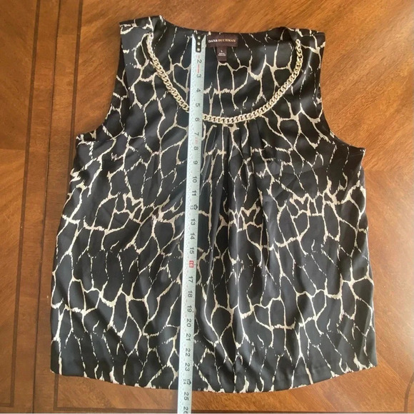 Dana Buchman Women’s Sleeveless Chain Neck Blouse Blk/Beige Silky Feel Large EUC - Picture 6 of 10
